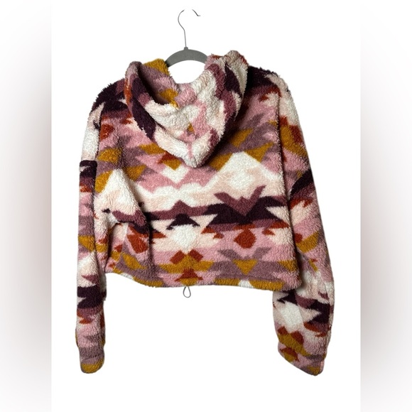 Aeropostale Sherpa Hoodie Women’s Large Aztec Fleece Pullover Hooded Sweatshirt - Picture 5 of 8